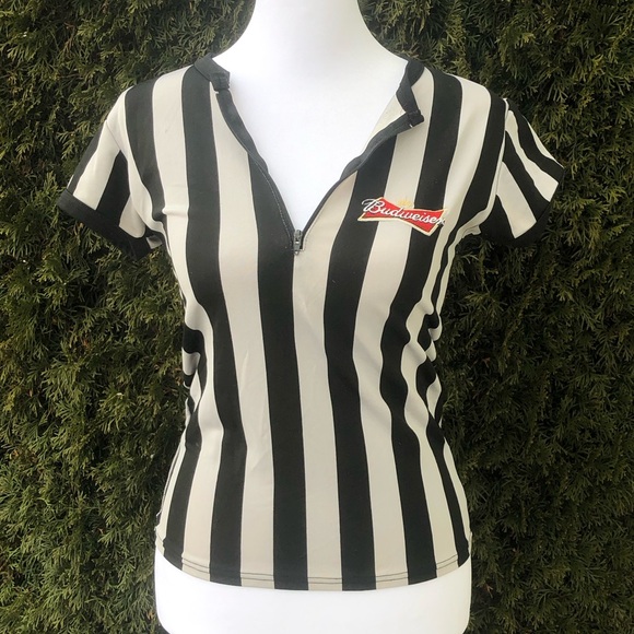Budweiser Tops - Budweiser Black and Grey Striped Women's Top